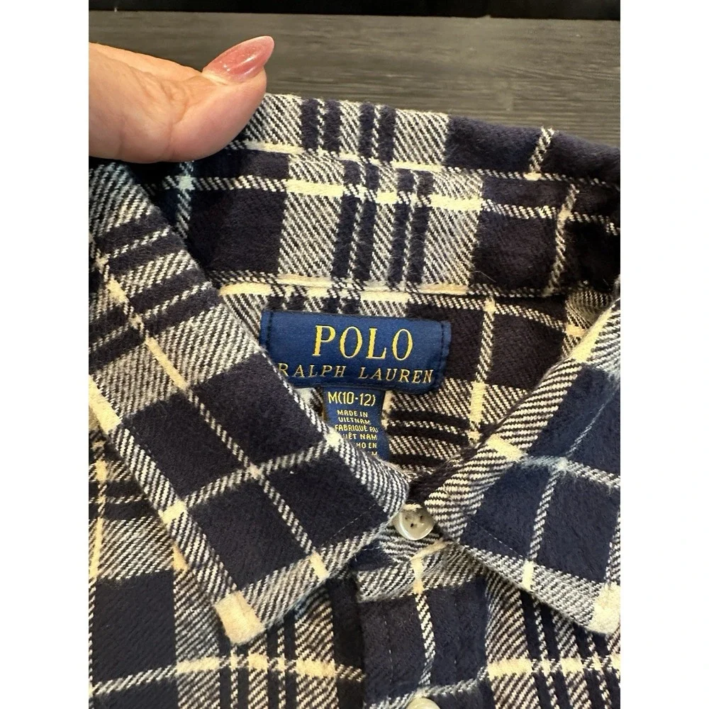 Polo Ralph Lauren Button Up‎ Shirt Boys Size 12 Long Sleeve Blue Plaid